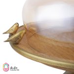 ظرف کیک استند چوبی-برنجی با درب شیشه ای گلدکیش - Image 3