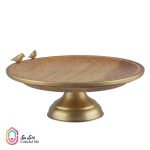ظرف کیک استند چوبی-برنجی با درب شیشه ای گلدکیش - Image 4