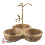 ظرف اردور سه تایی چوبی-برنجی گلدکیش