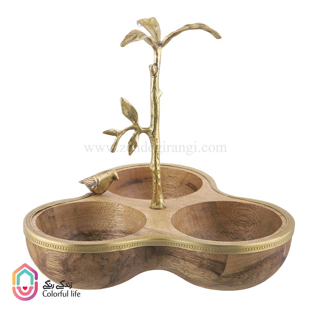 IMG_5658 ظرف اردور سه تایی چوبی-برنجی گلدکیش - Image 1