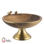 ظرف آجیل خوری چوبی-برنجی گلدکیش