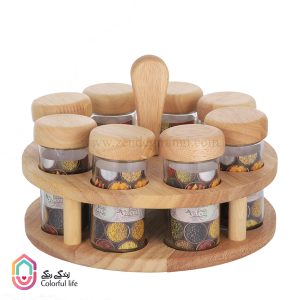 جا ادویه با درب چوبی 8 عددی  لانا وود