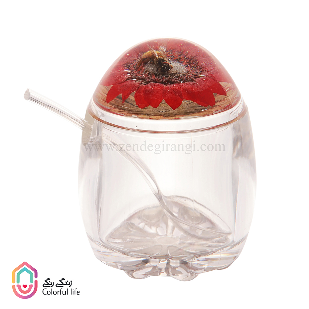IMG_6572 ظرف مربا خوری اکرولیک طرح درب گل و زنبور - Image 1