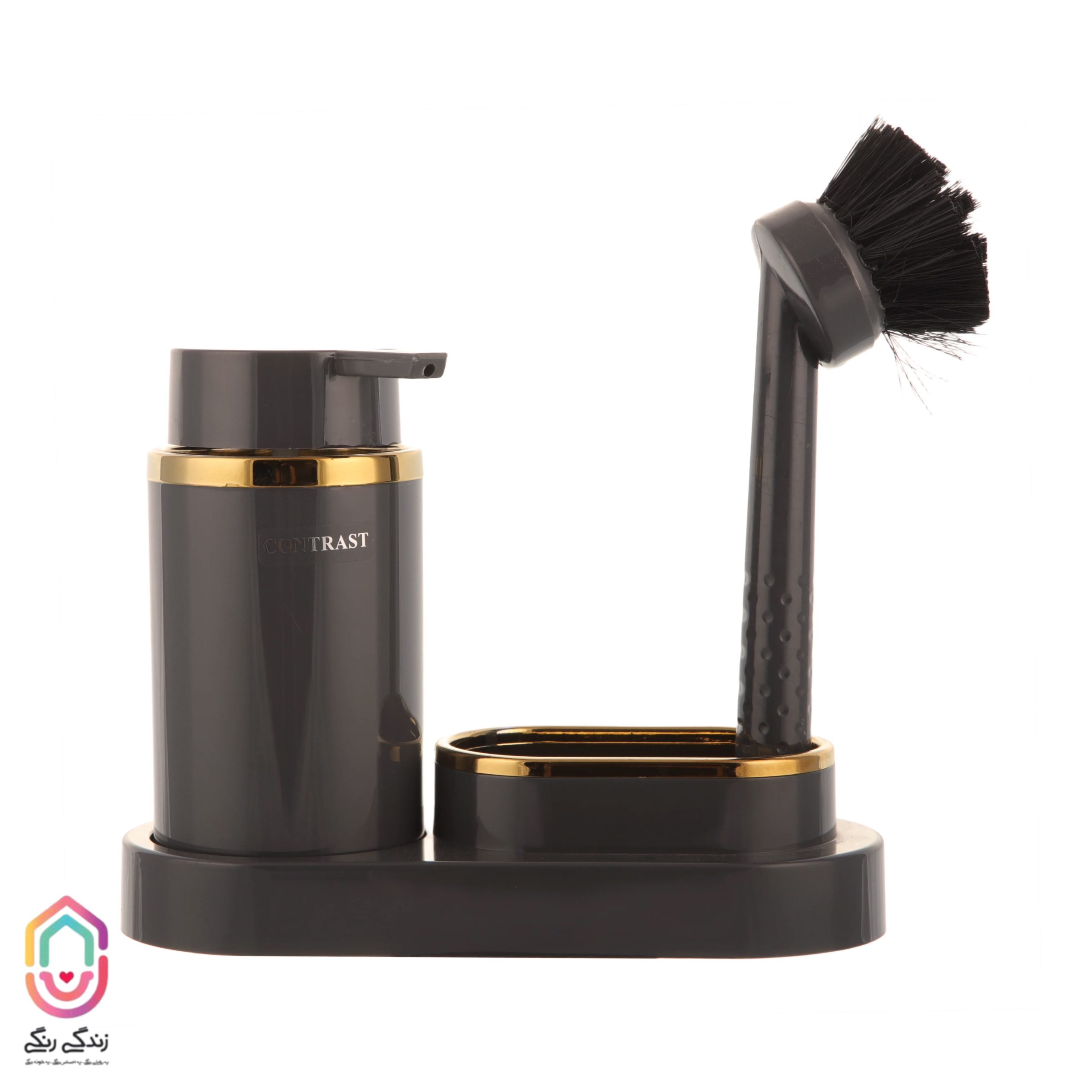 photo-output جامایع و اسکاچ رومیزی کنتراست مدل مارتینا به همراه برس شستوشو - رنگ طوسی تیره طلایی (کد ۴۴۷۹۱) - Image 1